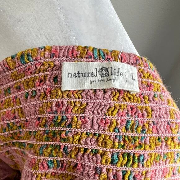 Natural Life Patricia Boho Mini Sun Dress Women's L Relaxed Floral Colorful - Picture 7 of 8